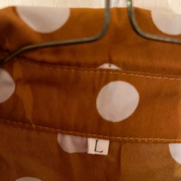 Mustard polka dot crop top tie front size L - Picture 4 of 6